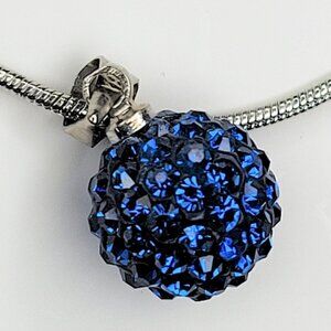 BLUE Rhinestone Mini Ball Pendant Fashion Necklace